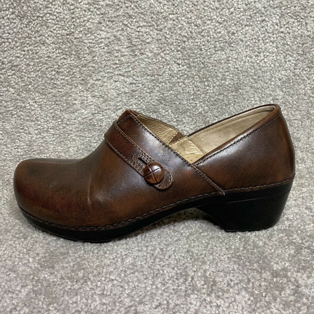 Dansko Brown Leather Mary Jane Mule 0815780200 Slip On Clogs Size 42